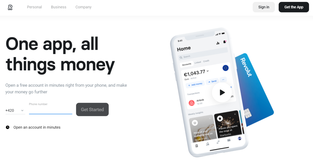 Revolut domácí stránka