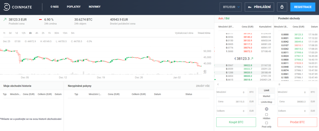 Coinmate profesionální platforma